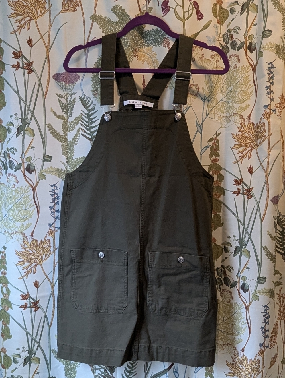 Celebrity Pink Olive Green Pinafore Jumper Size L